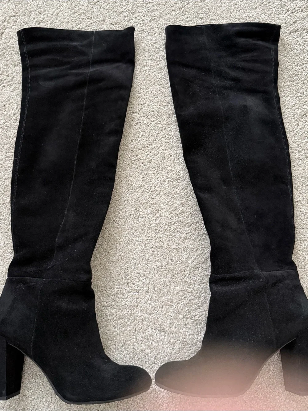 Nine West Black Suede Over-the-Knee Block Heel Boots